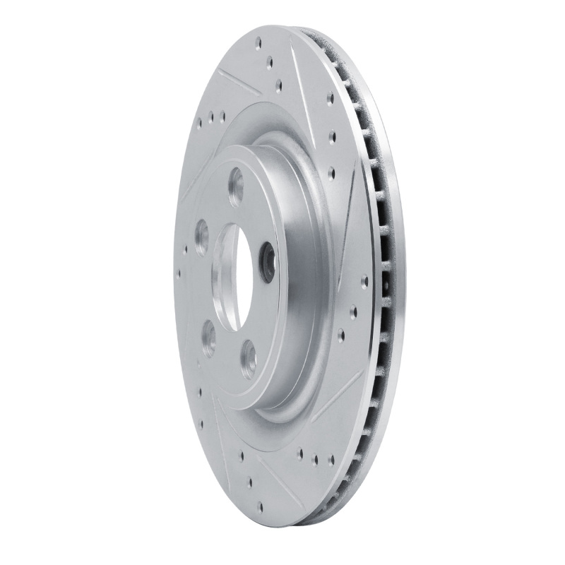 Jaguar S-Type Brake Rotor (1) - Rear Right - R1 Concepts - Drilled & Slotted - Silver - `06-`08